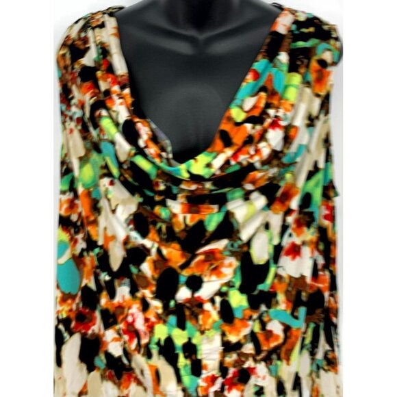 Calvin Klein Women Blouse Plus Size 1X Multicolor Printed Sleeveless Shawl Neck - Picture 3 of 8